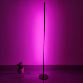 Minimalist Slim Black Linear Metal LED Floor Lamp Image - 14