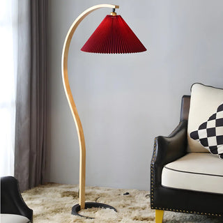 ZOWALA - Modern Solid Wood Red Floor Lamp Image - 4