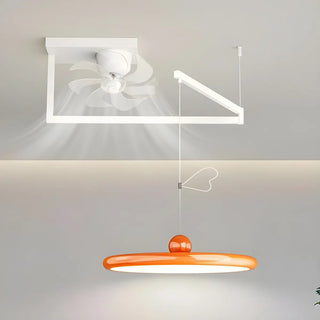 Modern Geometric Remote Control Pendant Fan with Light Zawala Image - 4
