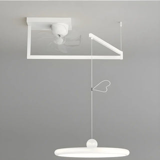 Modern Geometric Remote Control Pendant Fan with Light Zawala Image - 7