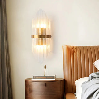 Modern Gold Tiered Crystal Bedside LED Wall Sconce Zawala Image - 1
