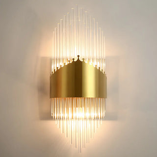 Modern Gold Tiered Crystal Bedside LED Wall Sconce Zawala Image - 12