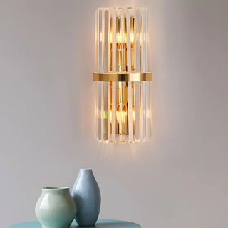 Modern Gold Tiered Crystal Bedside LED Wall Sconce Zawala Image - 2