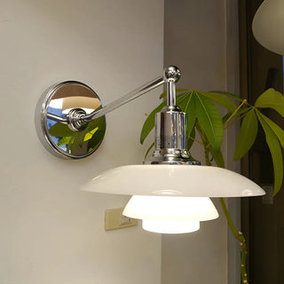 White Glass Tiered Modern LED Wall Light Fixture Zawala Image - 2
