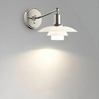 White Glass Tiered Modern LED Wall Light Fixture Zawala Image - 3