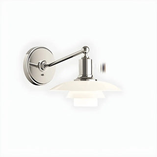 White Glass Tiered Modern LED Wall Light Fixture Zawala Image - 4