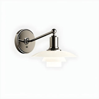 White Glass Tiered Modern LED Wall Light Fixture Zawala Image - 5
