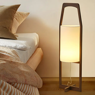 Modern Bedside Barrel Wooden Frame Floor Lamp Zawala Image - 1