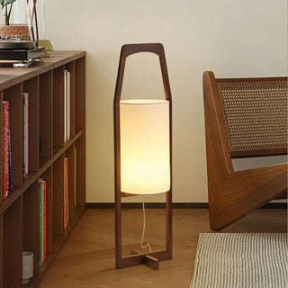 Modern Bedside Barrel Wooden Frame Floor Lamp Zawala Image - 5