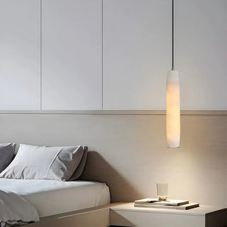 Modern Bedroom Cylinder Alabaster Pendant Light Zawala Image - 1
