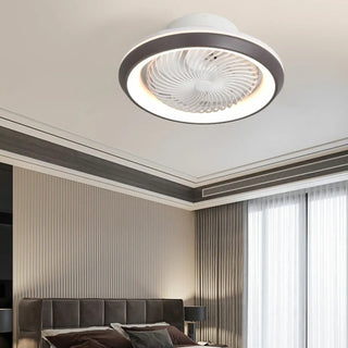 Modern Simple Flush-Mounted Round Ceiling Fan Light Zawala Image - 1