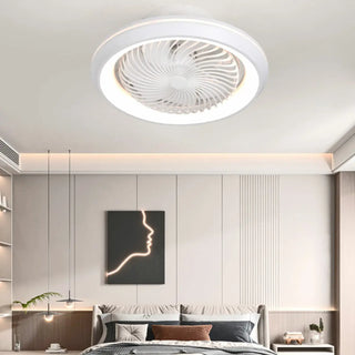 Modern Simple Flush-Mounted Round Ceiling Fan Light Zawala Image - 2