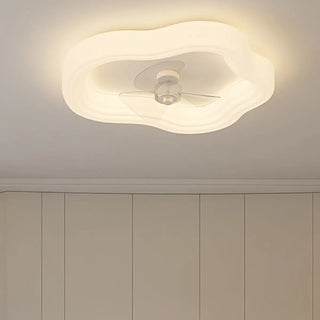 White Geometric Dimming LED Ceiling Fan with Light Image - 2
