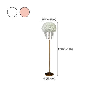 Luxury Feather Crystal Pendant Accents Floor Lamp #size