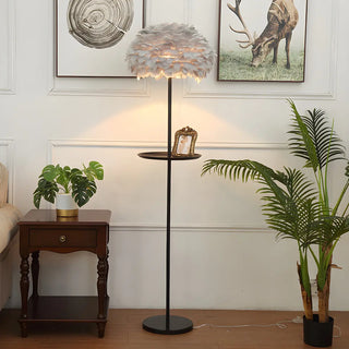 ZOWALA - Modern White Feather Metal Floor Lamp Image - 1