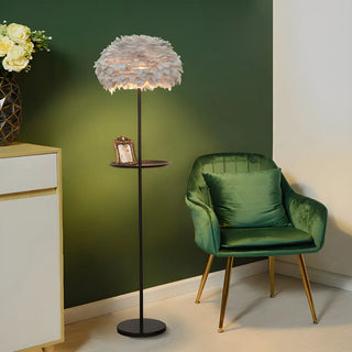 ZOWALA - Modern White Feather Metal Floor Lamp Image - 2