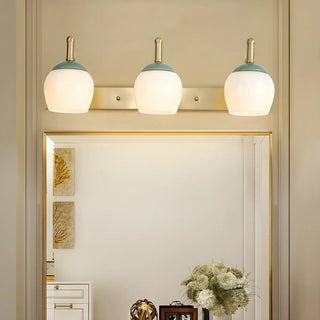 Elegant Bell Frosted Glass Shade Brass Vanity Light Zawala Image - 2