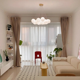 ZOWALA - White Glass Living Room Multi-Light Bubble Chandelier Image - 1