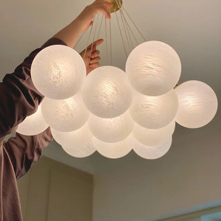 ZOWALA - White Glass Living Room Multi-Light Bubble Chandelier Image - 15