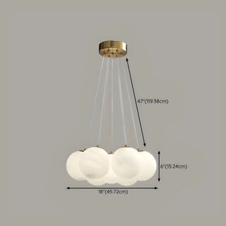ZOWALA - White Glass Living Room Multi-Light Bubble Chandelier #size