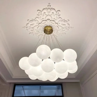 ZOWALA - White Glass Living Room Multi-Light Bubble Chandelier Image - 2