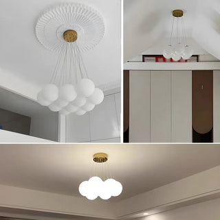 ZOWALA - White Glass Living Room Multi-Light Bubble Chandelier Image - 3
