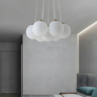 ZOWALA - White Glass Living Room Multi-Light Bubble Chandelier Image - 9