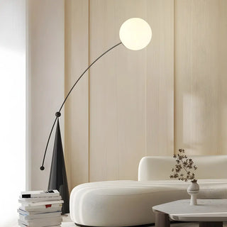 Modern Spherical Globe Black Arched Floor Lamp Zawala Image - 1