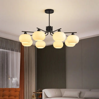 ZOWALA - Adjustable Height Modern White Glass Globe Chandelier Image - 2