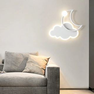 Kid's Room Creative White Moon Metal LED Wall Sconce Zawala Image - 2