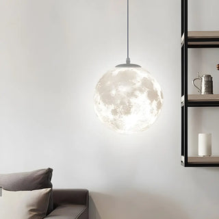 ZOWALA - Modern White 3D Moon Globe Bedroom Pendant Light Image - 1