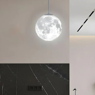 ZOWALA - Modern White 3D Moon Globe Bedroom Pendant Light Image - 2