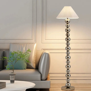 Pleated Shade Modern Stacked Ball Steel Floor Lamp Zawala Image - 1