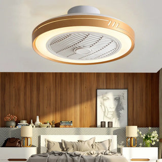 White Round Bladeless Modern Ceiling Fan with LED Light Zawala Image - 4