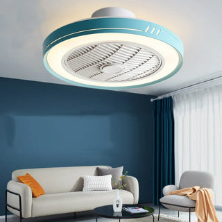 White Round Bladeless Modern Ceiling Fan with LED Light Zawala Image - 5