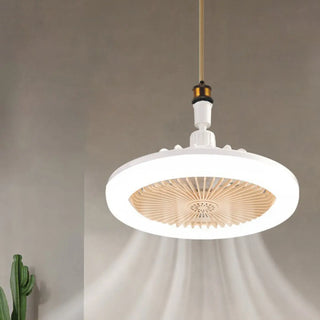 Round Simple White Bladeless Pendant Fan with Light Zawala Image - 7