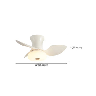 Modern Simple 3 Blade White LED Ceiling Fan with Light Zawala #size