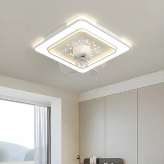 Modern White Geometric Clear Blade Ceiling Fan Light Zawala Image - 1