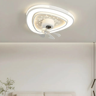 Modern White Geometric Clear Blade Ceiling Fan Light Zawala Image - 2