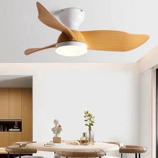 Semi-Flush Elegant Minimalist 3-Blade Ceiling Fan Light Zawala Image - 2