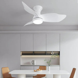 Semi-Flush Elegant Minimalist 3-Blade Ceiling Fan Light Zawala Image - 4