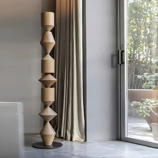 Geometric Stacked Wood-Color Costantina Floor Lamp Zawala Image - 1