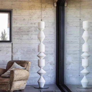 Geometric Stacked Wood-Color Costantina Floor Lamp Zawala Image - 4