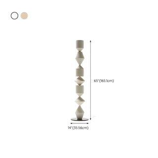Geometric Stacked Wood-Color Costantina Floor Lamp Zawala #size