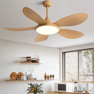 Adjustable Wood Ceiling Fan with Integrated LED Light Zawala Image - 2