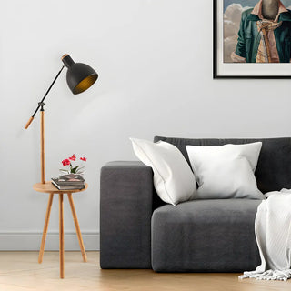 Adjustable Dome Wooden Floor Lamp with Side Table Zawala Image - 2