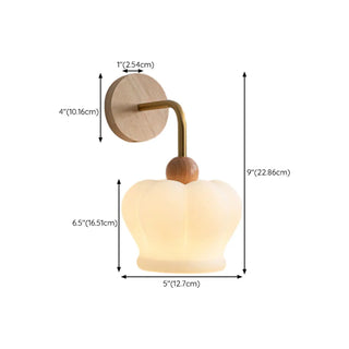 Art Deco Crown White Glass Wood Finish Wall Sconce Zawala #size