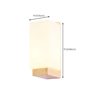 White Frosted Glass Rectangular Wood Wall Sconce Zawala #size