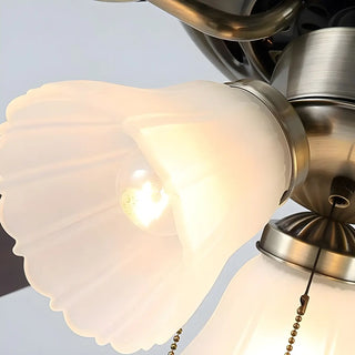 Brushed Nickel Flowers Wood Blades Ceiling Fan Light Zawala Image - 11