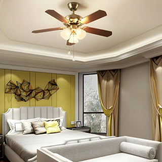 Brushed Nickel Flowers Wood Blades Ceiling Fan Light Zawala Image - 19